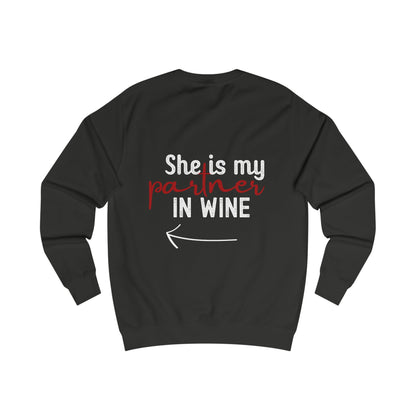 She is my partner in wine -Arrow Left (Back Print)